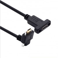 Pitch: 17mm Locking Panel Mount / Right Angle USB-C male to USB-C Female Extension Cable