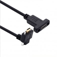 Pitch: 17mm Locking Panel Mount / Right Angle USB-C male to USB-C Female Extension Cable