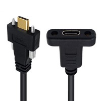Pitch: 17mm Locking Panel Mount USB-C male to Pitch: 15mm Panel Mount USB-C Female Extension Cable Pitch: 17mm Locking Panel Mount USB-C male to Pitch: 15mm Panel Mount USB-C Female Extension Cable