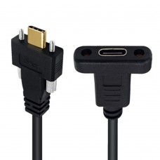 Pitch: 17mm Locking Panel Mount USB-C male to Pitch: 15mm Panel Mount USB-C Female Extension Cable Pitch: 17mm Locking Panel Mount USB-C male to Pitch: 15mm Panel Mount USB-C Female Extension Cable