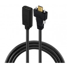 Pitch: 17mm Dual Screw Locking Panel Mount USB-C male to USB-C Female Extension Cable Pitch: 17mm Dual Screw Locking Panel Mount USB-C male to USB-C Female Extension Cable