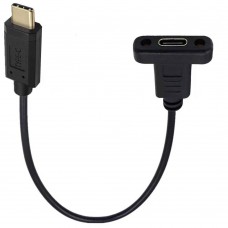 Super Short UP-Angle / RIGHT-Angle 90-deg-angled USB 3.1 Type-C (USB-C) male to Panel Mount USB-C Female Cable Super Short UP-Angle / RIGHT-Angle 90-deg-angled USB 3.1 Type-C (USB-C) male to Panel Mount USB-C Female Cable