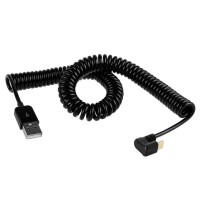 180 degree Right Angle U-Shape U-Angle USB-C Coiled Stretch / Curl Spring Retractable Cable 180 degree Right Angle U-Shape U-Angle USB-C Coiled Stretch / Curl Spring Retractable Cable