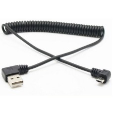 Dual 90 degree Right Angle USB Micro Coiled Strech / Curl Spring Retractable Cable