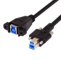 Short Dual Panel Mount USB 3.0 Type B Male to Type B Female Extension Cable Short Dual Panel Mount USB 3.0 Type B Male to Type B Female Extension Cable