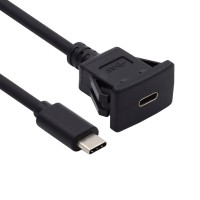 Flush Dashboard Panel Waterproof / Dustproof Latch Locking USB-C Male to Panel Mount Female Cable Flush Dashboard Panel Waterproof / Dustproof Latch Locking USB-C Male to Panel Mount Female Cable