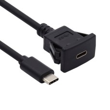 Flush Dashboard Panel Waterproof / Dustproof Latch Locking USB-C Male to Panel Mount Female Cable Flush Dashboard Panel Waterproof / Dustproof Latch Locking USB-C Male to Panel Mount Female Cable